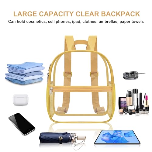 Image of Oraben Clear Backpack for Stadium Events, Clear Stadium Bag 12 x 6 x 11 in | Clear Bag for Game Day ,Sportsing, Concerts Works , Fast Security Check, Waterproof PVC, Adjustable Straps,2 Side Pockets