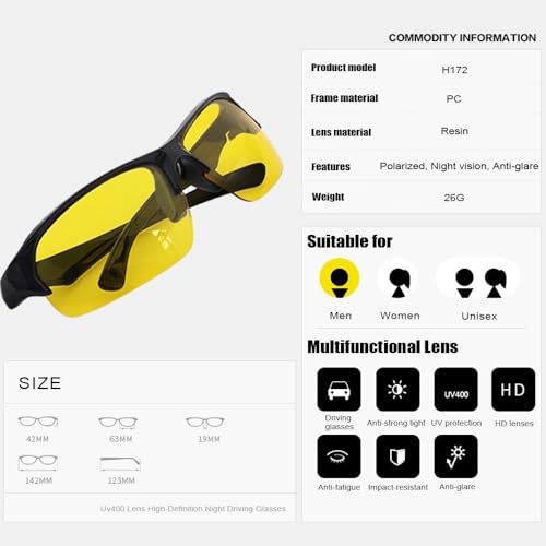 Uv400 Lens High-Definition Night Driving Glasses-Anti-Glare Polarized Night Vision To Reduce Eye Fatigue, Men And Women Driving, Sunshading, Cycling, Running, Running Goggles4