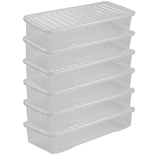 Pack de 6 cajas bajo cama con tapa, 55 L, 99 x 40 x 18 cm
