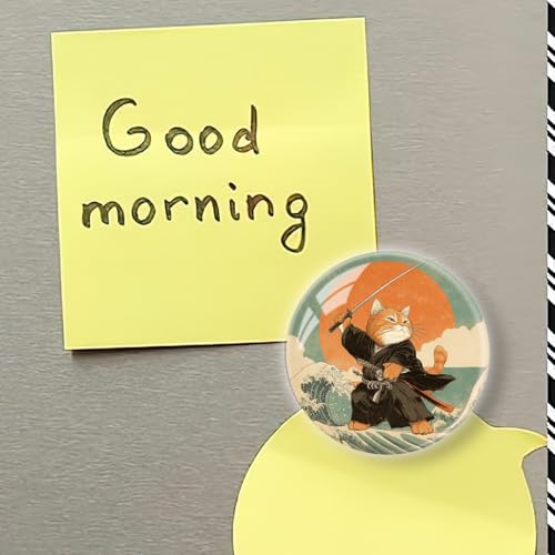 Imán decorativo redondo de cristal estilo gato naranja japonés miniatura 6