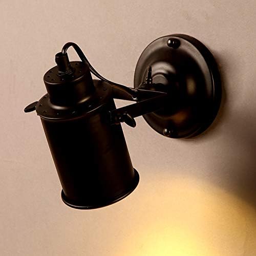 Kiven Metal Pail Wall Sconces 1-Light Plug-in Lighting Minimalist Loft Vintage Wall Lamp for Living Room Bar Loft Bulb Included (Black)