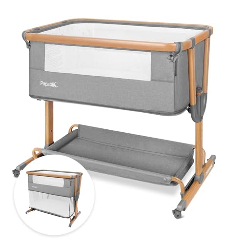 Papablic 4 in 1 Baby Bassinet, Bedside Bassinet for Baby, Adjustable Rocking Bassinet Bedside...