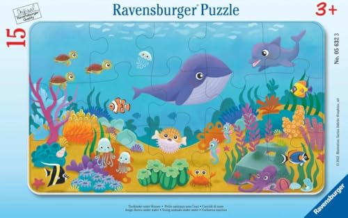 Ravensburger Kinderpuzzle - Tierkinder unter Wasser - 15 Teile Rahmenpuzzle...