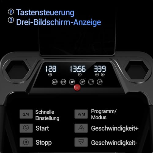 Tapis de Course Pliable Inclinable 9%,Tapis de Marche Inclinable 12KM/H,Treadmill Home avec Moteur 3,0 CV et Affichage LED, Charge Max. 136KG – Image 5