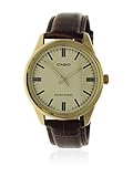 Casio MTP-V005GL-9A Men's Gold Tone Brown Leather Watch Gold Dial