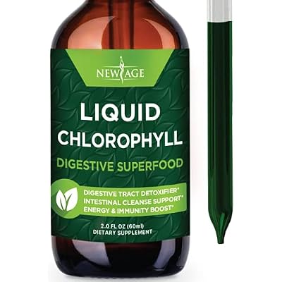 NEW AGE Chlorophyll Liquid Drops - Natural Concentrate Energy Booster, Digestion and Immune System Supports, Internal Deodorant, Liver Function - (2 Fl Oz (Pack of 1))