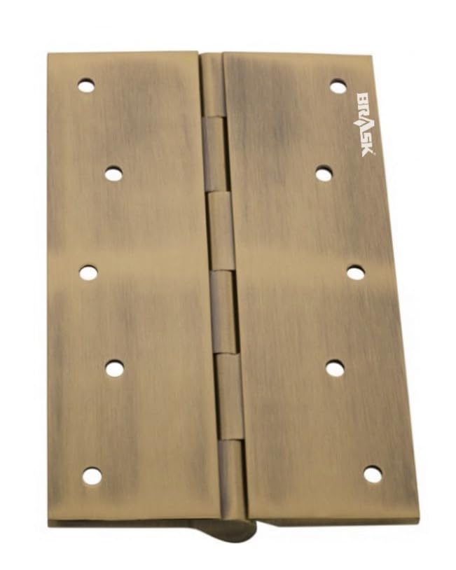 Image of BRASK Brass Railway Hinges 6 inch x 1.1 /2 inch x 3 /16 (150 mm x 38 mm x 5 mm) Heavy Duty Brass Door Hinges (Antique, 3)
