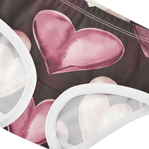 Stylish Girls Underwear Toddler 2t Cotton Cute Panties Girl Valentine Hearts Burgundy Cream Briefs Kids Undies4