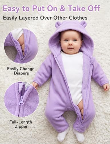 Babymine Newborn Baby Girl Fall Outfits 0-3 Months Winter Onesie Purple - image 7