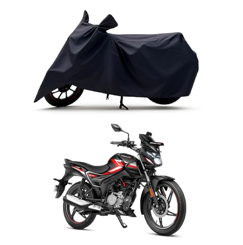 Image of All Season Protection Bike Cover for Hero Glamour X 125 Bike Cover with Water-Resistant and Dust Proof Premium 190T Fabric Entire Black