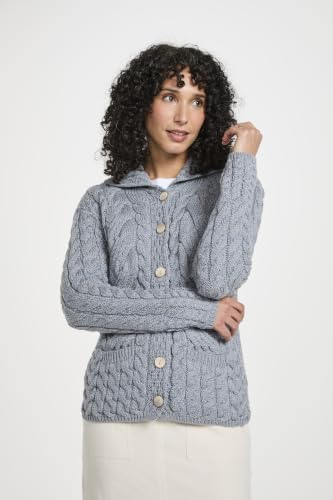 Image of Ladies Buttoned Cabled Cardigan-L