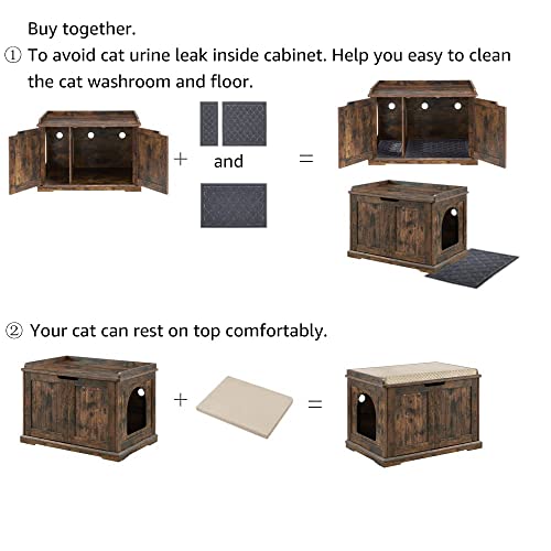 Unipaws Designer Cat Washroom Storage Bench, Litter Box Cover With Sturdy Wooden Structure, Spacious Storage, Easy Assembly, Fit Most Of Litter Box (Rustic) #TOP6