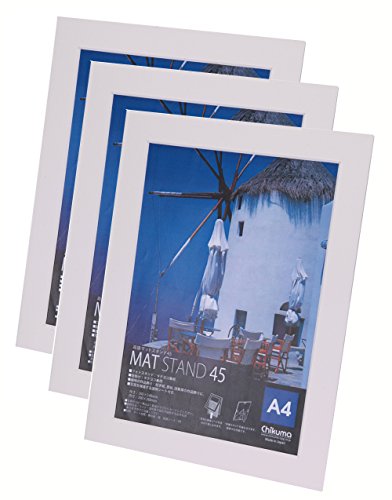 Chikuma フォトフレーム マットスタンド45 A4 ホワイト 3冊セット 30143-1