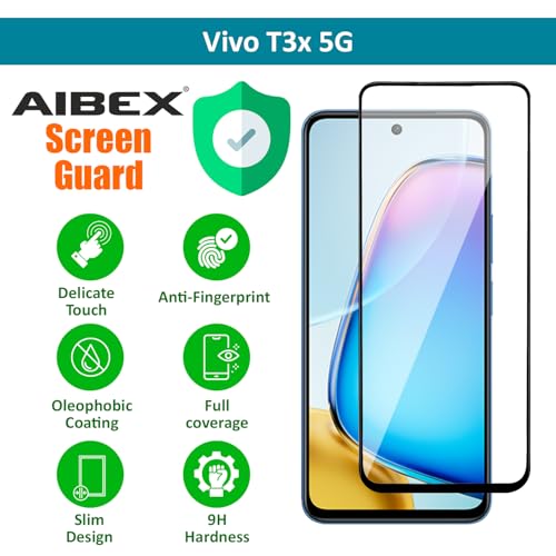 Image of AIBEX Tempered Glass for Oppo A3 Pro 5G / Y58 5G / Y38 5G / T3X / T4X / IQOO Z9X / VIVO Y29 5G / REALME 14X / Y39 5G /Y19S| Water Resistant | Edge-to-Edge Full Screen Protector | Bubble-Free Installation