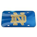 NCAA Notre Dame Fighting Irish Crystal Mirror Logo ND License Plate, Team Color, One Size