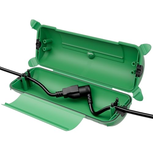 Restmo Extension Cord Safety Cover, IP44 Waterproof Connection Box, Weatherproof Electrical Enclosure Seal to Protect Outdoor Outlet, Plug, Holiday Decoration Light, Fountain, Power Tool, Green