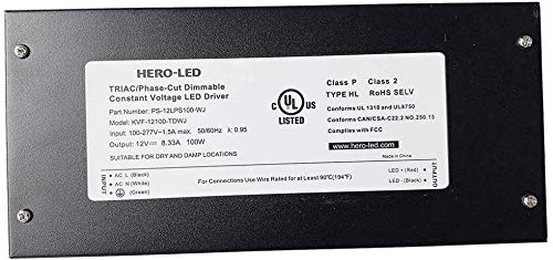 Image of PS-12LPS100-WJ TRIAC /Phase-Cut Dimmable LED Driver Transformer - Enclosed LED Power Supply - AC 100-277V to Constant Voltage 12V DC, 8.3A, 100W