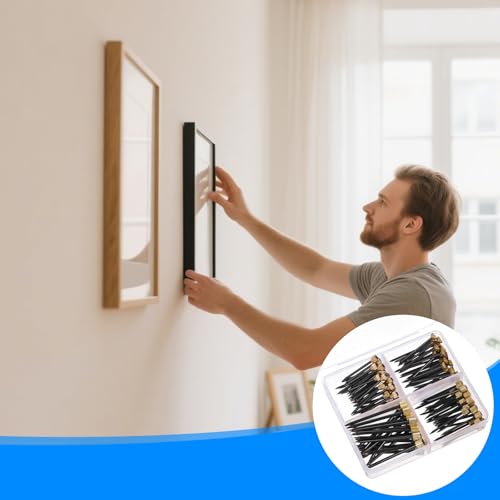 Image of 120 Pcs Picture Hanging Nails, 4 Styles Wall Decorative Nails for Hanging Pictures Picture Frame Hangers Nail Hardware Tool with Plastic Box for Claw Drywall Pictures Mirrors Painting Baskets