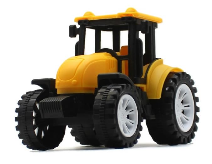 Image of Friction Powered Farm Tractor Toy for Kids Toddlers Boys Girls | Pull Back Medium Tractor Engine Vehicle Toy | Yellow Agriculture Tractor Toy Age 3+ | BIS Certified | Made in India | NeoKiddo (yellow)