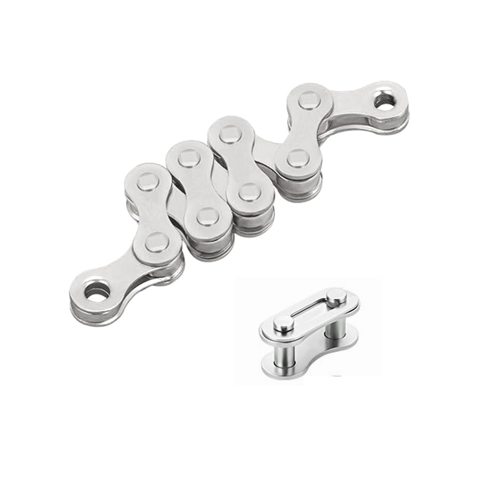 Chaîne De Vélo 1 Vitesse – 1/2 X 1/8 Pouce, 114 Maillons, 140 Cm, Argent, Acier Galvanisé