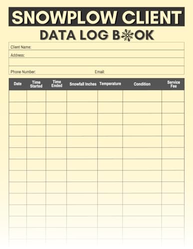 Snowplow Client Data Log Book: Cute Logbook Gift for Any Snow Plow Operator, Truck Driver or Business Owner to Record and Track Jobs