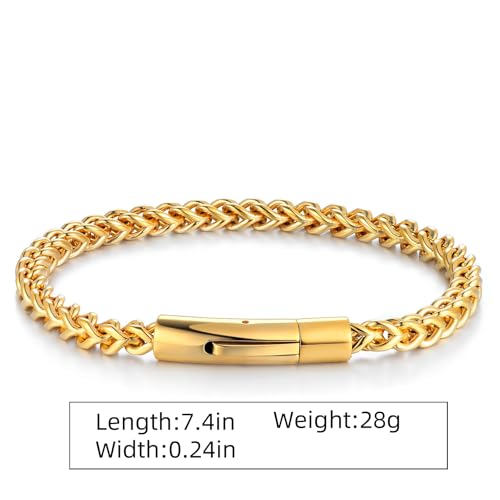 18K gold mesh bracelet for men and women solid Cuban bracelet punk style jewelry Father's/Mother's Day, birthday, Christmas gift box2