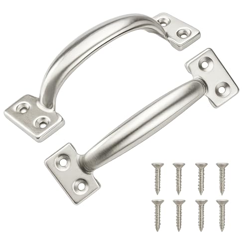 TamBee 6 Inch Gate Handle Outdoor 304 Stainless Steel Door Pull Handle Rustproof Barn Door Handles for Fences Garage Yard Kitchen Bathroom (2 Pack)