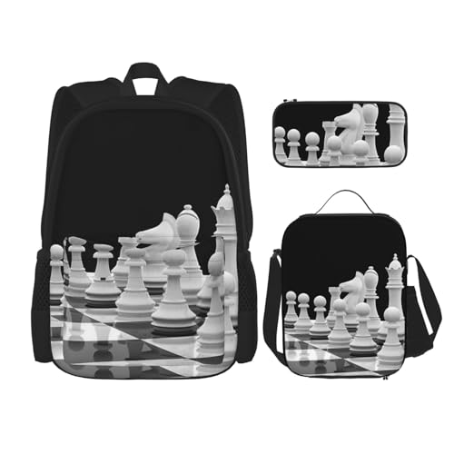 International Chess Piece Chessboard 3pcs Backpack 16 Inch Backpack Outdoor Sports Travel Backpack