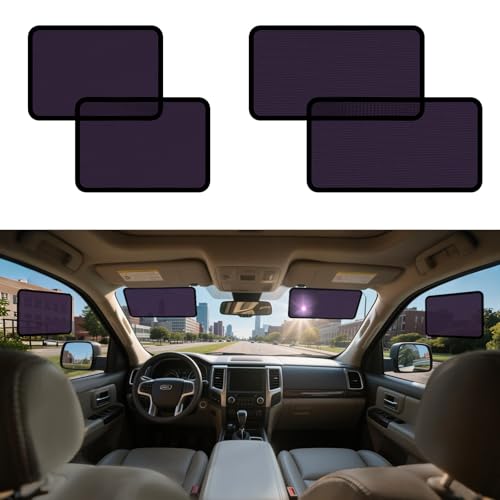 ZATOOTO 車用サンシェード サイド 静電気式 日除け 99%UVカット ウィンドウフィルムとメッシュカーテン2in1運転席 助手席 後部座席 リア 軽自動車 簡単着脱 吸盤不要 汎用 遮光 断熱 車内の目隠 折りたたみ 赤ちゃん/子供/ペットと大人を
