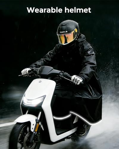 Image of ANYCHO Long Rain Coat for Men Waterproof with Adjustable Hood&Reflective Stripe, Raincoat for Women Waterproof with Waterproof Wide Brim&Hem, Durable PVC Unisex Rainwear for Motorcycle Riding, Hiking