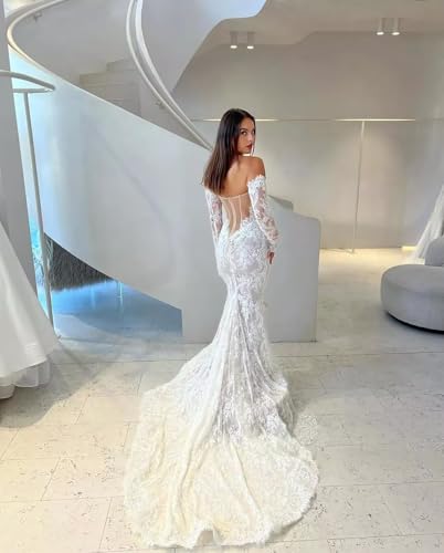 Beach Mermaid Wedding Dresses for Bride 2025 Lace Appliques Satin Bride Dress Detachable Train3
