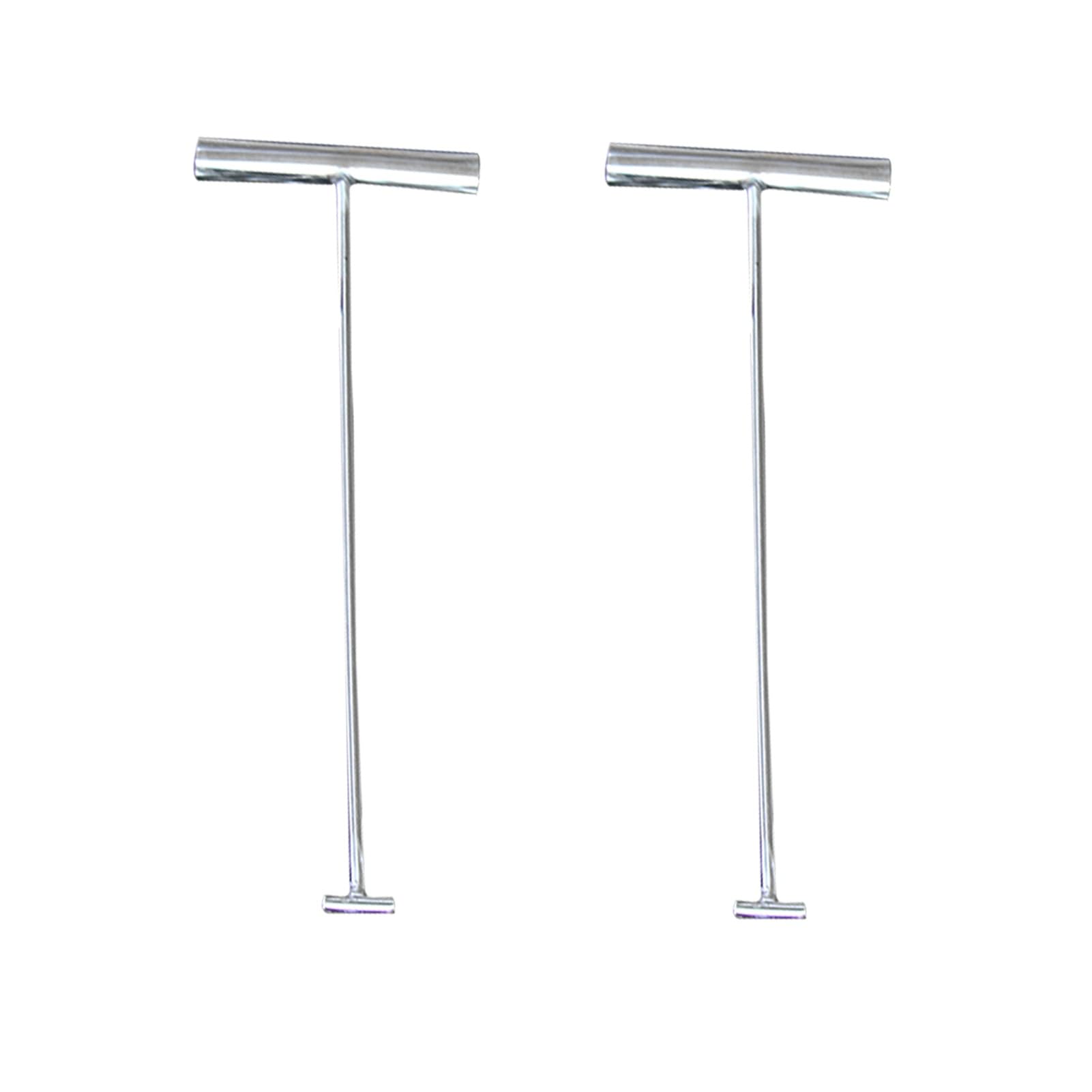 ZIMGOD Set of 2 Hook Lifting Tool for Manholes Drain Grate, Silver Stainless Steel Sewer Cover Lifters, Roller Shutter Door Pullers for Home Shop(73.5cm (29