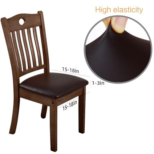 Image of YISUN Chair Seat Covers Set of 6, Pu Leather Waterproof Dining Room Chair Covers, Stretch Chair Cover for Dining Room Chair Protector Slipcover for Kitchen, Hotel (Pu Coffee, 6)