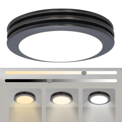Image of Akicon Bathroom Exhaust Fan with Light, 80 CFM 2 Sones Round Bathroom Fan Light Combo, Dimmable 3CCT LED with Acrylic Cover for Medium Room (Oil Rubbed Bronze)