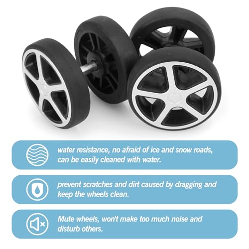 8 Pcs Replacement Luggage Rubber Wheels 2 inch, Suitcase Spinner Wheel Repair Repair Set, Wear-Resistant Trolley Casters, VA504