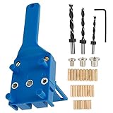 🧰【Fortschrittliches Material】 Die Hilfsbohrschablone für Dübelbohrer eignet sich für Oberflächen, Ecken und T-förmige Verbindungen. Mit Hilfe von Universal-Königszapfen können Sie schnell und einfach präzise Stiftlöcher, Ebenen, Ecken und T-förmige Verbindungen erstellen. Mit Stiften können Sie Ecken, Kanten oder Oberflächennähte schnell und genau verbinden. Die Metallbuchse kann beim Bohren eine präzise Ausrichtung bieten, um den Stift genau zu lokalisieren.