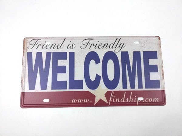 Amazon.co.jp: アメリカン風ブリキ看板 アンティーク調 WELCOME