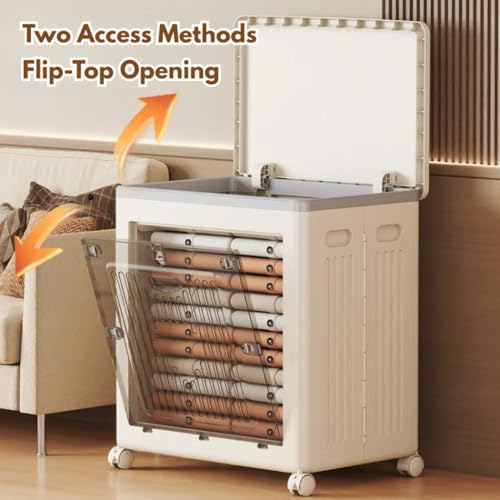 Image of EXVITO Modular Plastic Wardrobe for Bedroom | 1 Bins Foldable Cupboard with Hanging Rod | Stackable Storage Almirah for Clothes with Wheels | Multi-Layer Plastic Storage Cabinet- White