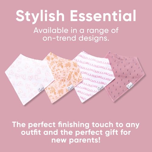 Copper Pearl 4 Pack Soft Cotton Baby Bibs for Drooling and Teething, Absorbent Drool Bibs for Baby Girl and Boy, Adjustable to Fit Newborns to Toddlers, Tons of Styles (Lola) 6