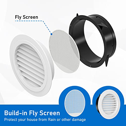 Image of Hon&Guan 8'' Air Vent Louver Air Grill Cover for Bathroom Office Home (o200mm)