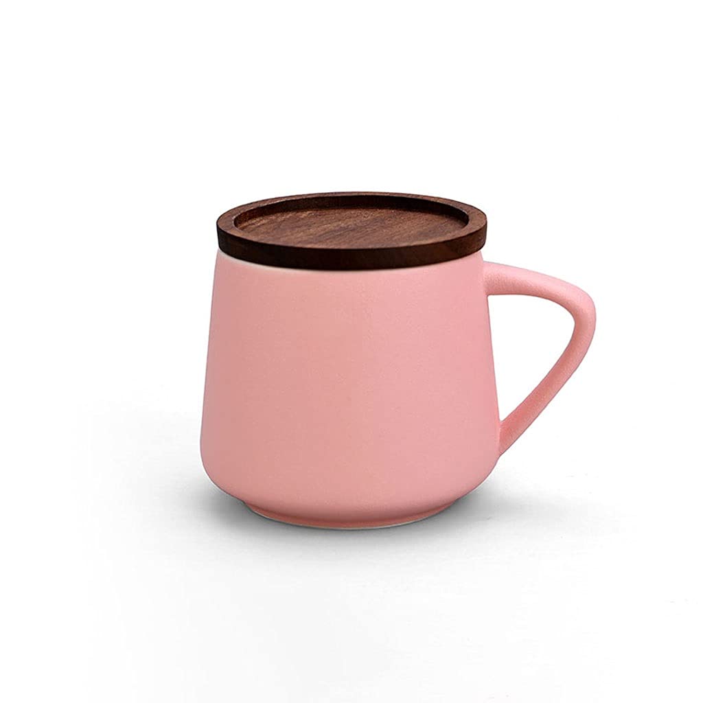 Wasserbecher, Keramik-Kaffeetasse, einfache verdickte Keramik, kreative Tasse mit Deckel, Büro-Teetasse, Wasserbecher, 400 ml, isolierter Becher (C)