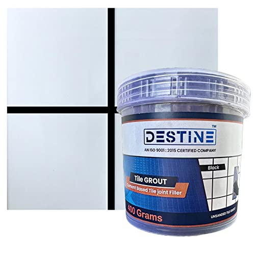 Image of DESTINE READY-TO-MIX inchTILE GROUT inch (16 COLOURS) (ALL PACKS: 100 Gm,250 Gm,400 Gm,800 Gm,1 Kg), Waterproof, Cement Based Tile Joint Filler, Crack Filler, Tiles Gap Filler (400 Gm, Black)