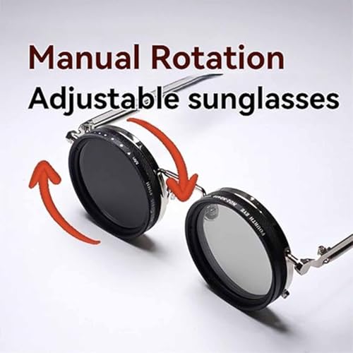 Adjustable Tint Sunglasses, Adjustable Polarized Round ND Filter Sunglasses Stepless for Men Women, 1-9 Levels2
