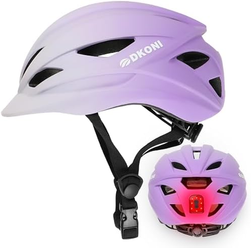 DKONI Fahrradhelm mit Licht für Erwachsene – LED-Fahrradhelm mit USB-aufladbarem Rücklicht, geeignet für Damen & Herren, ideal für Pendler, Radfahren & E-Scooter