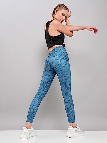 Image of TECHNOSPORT Womens Skinny Fit Activewear Tights for Running, Gym, Sports and Regular Use, Antimicrobial and Printed