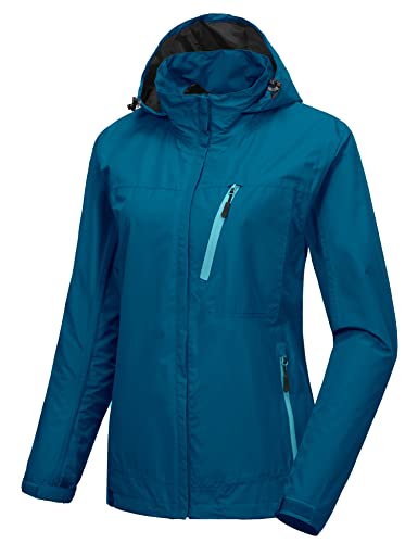 Little Donkey Andy Women's Waterproof Rain Jacket With Hood Breathable Lightweight Windbreaker Rain Shell Coat Blue S #TOP23