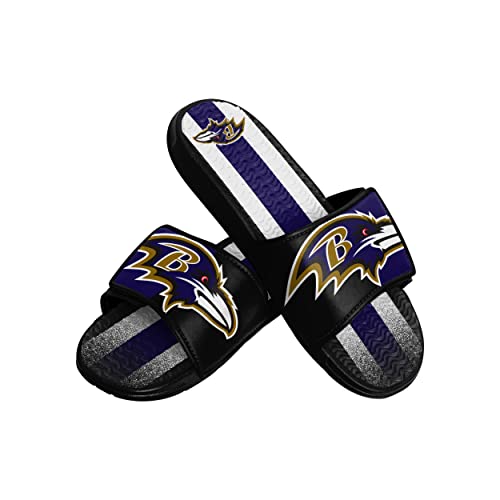 Image of FOCO mens NFL Team Stripe Logo Athletic Sport Shower Flip Flop Sandals Gel Slides