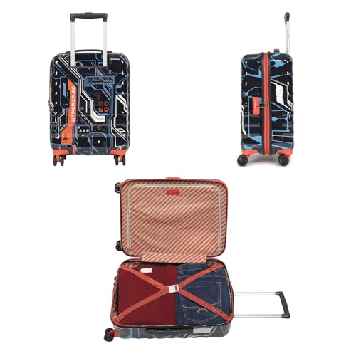 Image of uppercase Cyber Punk (Small) 56Cms|Cabin Inline Trolley Bag for Travel|Polycarbonate Hardshellsided Printed Luggage|Combination Lock|8 Wheel Inline Trolley Bag|Suitcase for Unisex (Black),H-55.5 cms