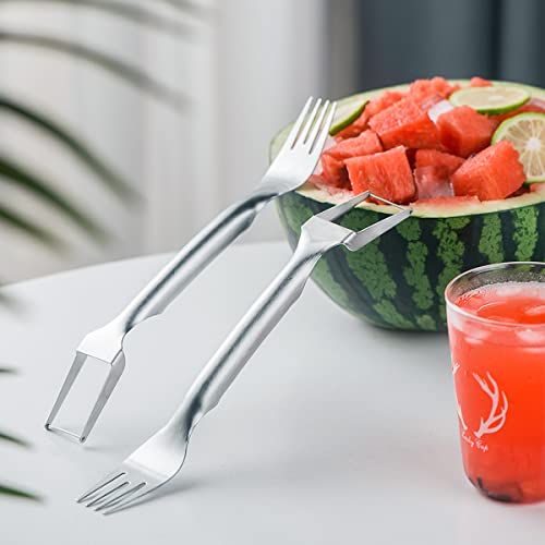 Choxila 2-In-1 Watermelon Fork, Watermelon Slicer Cutter, Stainless Steel Fruit Cutter Carving Tool For Home Party Family Camping #TOP5