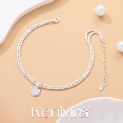 Image of Kenivira Sterling Silver Ankle Bracelets for Women,Gold Dainty Layered Waterproof Anklet for Women, Anklet Set Stackable Beach Gift Adjustable Size